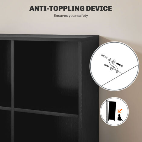 HOMCOM Cubic Cabinet Bookcase Storage Shelves for Home Office Black