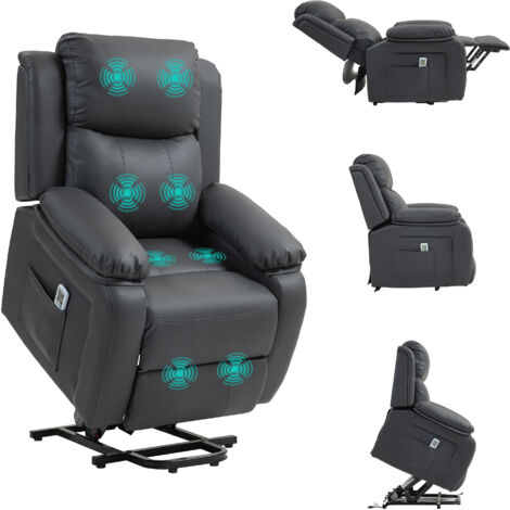 HOMCOM Riser and Recliner Chair Power Lift Recliner with Remote Dark Grey