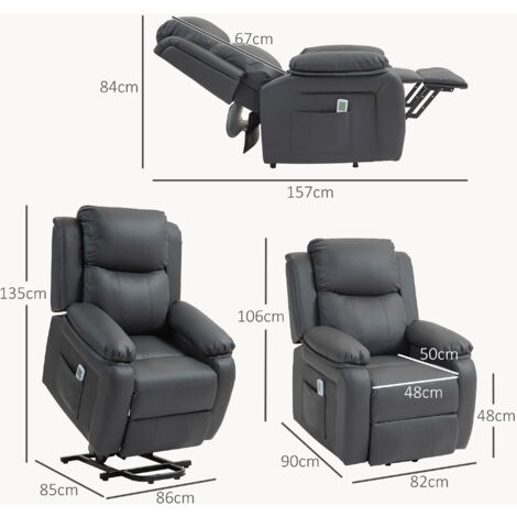HOMCOM Riser and Recliner Chair Power Lift Recliner with Remote Dark Grey