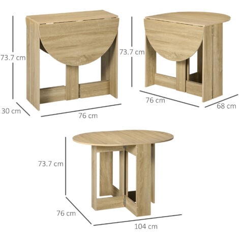 HOMCOM Folding Dining Table Foldable Drop Leaf Dinner Table for Kitchen Oak