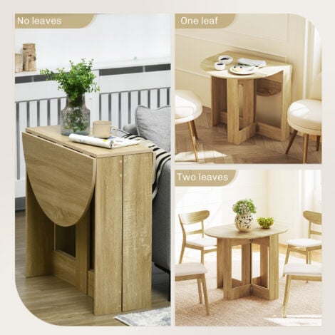 HOMCOM Folding Dining Table Foldable Drop Leaf Dinner Table for Kitchen Oak