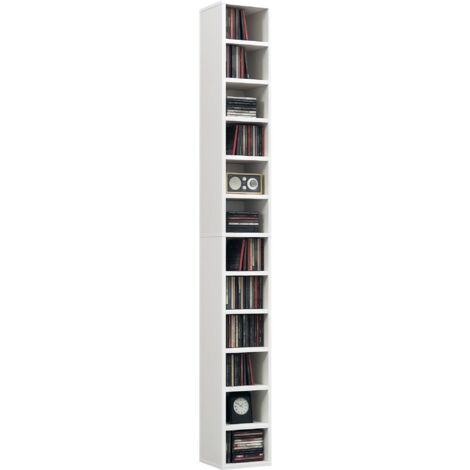 HOMCOM 204 CD Storage Tower, Tall Bookcase Bookshelf with 12 Cubes White