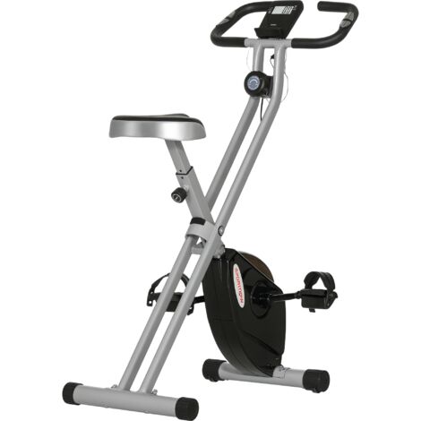 SPORTNOW Folding Exercise Bike with Heart-Rate Sensor for Home Use, Black/Grey