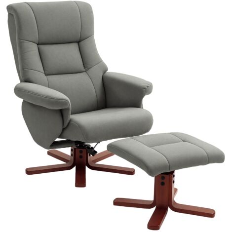 HOMCOM Recliner Chair with Footstool, Backrest Adjustable, Armchair, Grey
