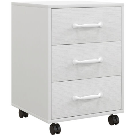HOMCOM File Cabinet with 3 Drawers, Under Desk Mobile Filing Cabinet White (1/5)