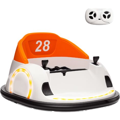 AIYAPLAY 360° Rotation 12V Kids Bumper Car w/ Remote Control, Orange (1/5)