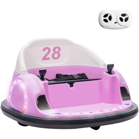 AIYAPLAY 360° Rotation 12V Kids Bumper Car w/ Remote Control, Pink (1/5)