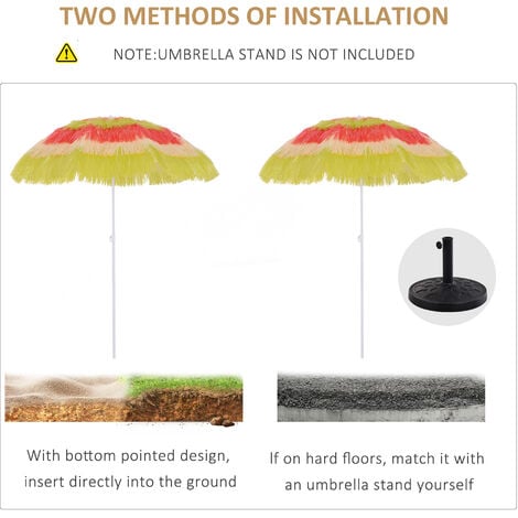 Outsunny Patio Garden Hawaii Beach Sun Umbrella Sunshade Hawaiian Parasol Multicolor