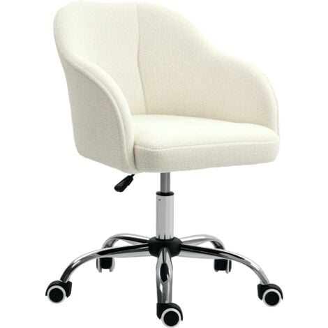 HOMCOM Fluffy Vanity Chair for Desk, with Height Adjustable