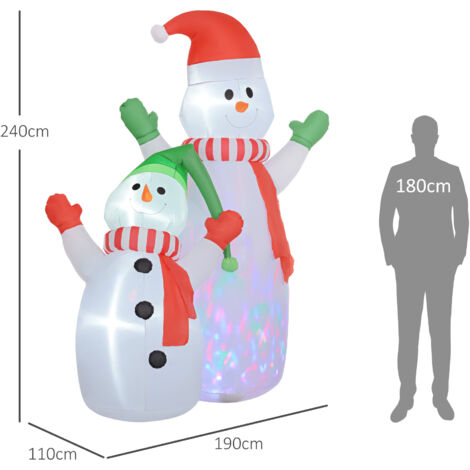 Outsunny 8FT Christmas Inflatable Snowman with Rotating Colorful LED Light