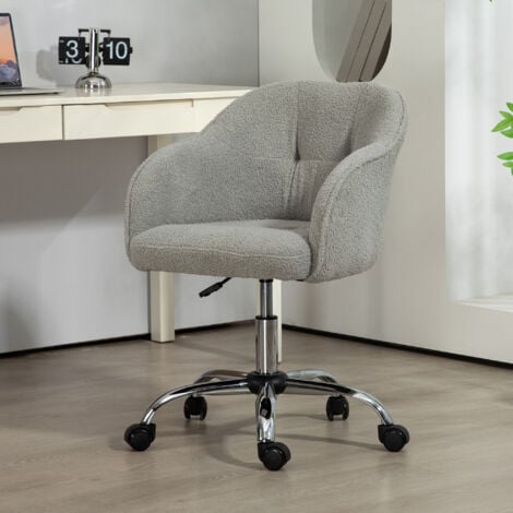 HOMCOM Fluffy Vanity Chair for Desk, with Height Adjustable