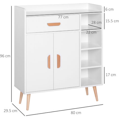 HOMCOM Side Cabinet with Storage Drawer for Hallway, Kitchen White