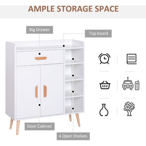 HOMCOM Side Cabinet with Storage Drawer for Hallway, Kitchen White