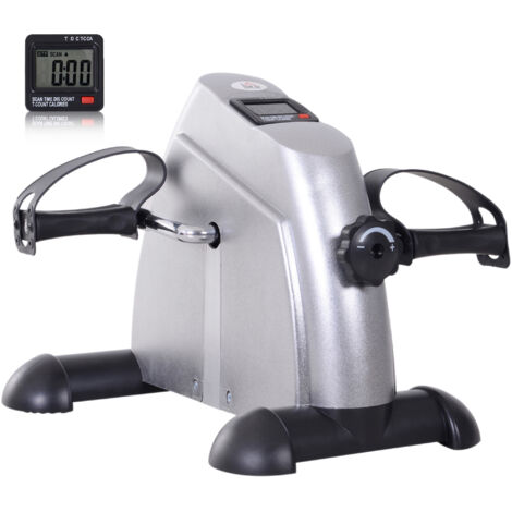 HOMCOM Mini Exercise Bike Portable Pedal Manual Machine Indoor Fitness Silver (1/5)