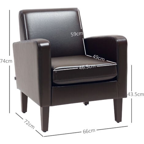 HOMCOM Armchair Accent Chair with Eucalyptus Wood Legs for Bedroom Brown