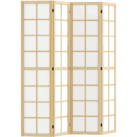 HOMCOM Indoor Room Partition, 4 Panel Folding Room Divider, 160 x 170cm (1/5)