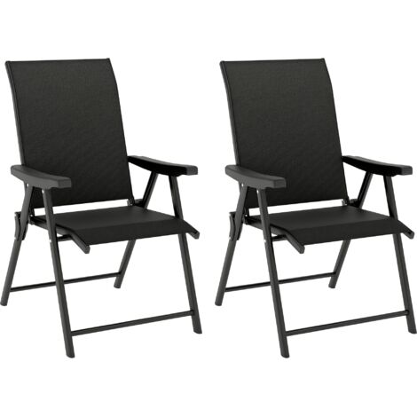 Outsunny Folding Garden Dining Chairs Set of 2 with Mesh Seat, Black