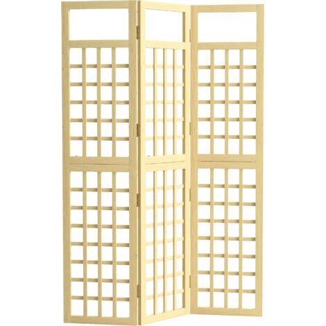 Outsunny 3-Panel Wooden Garden Privacy Screen, Natural Wood Finish