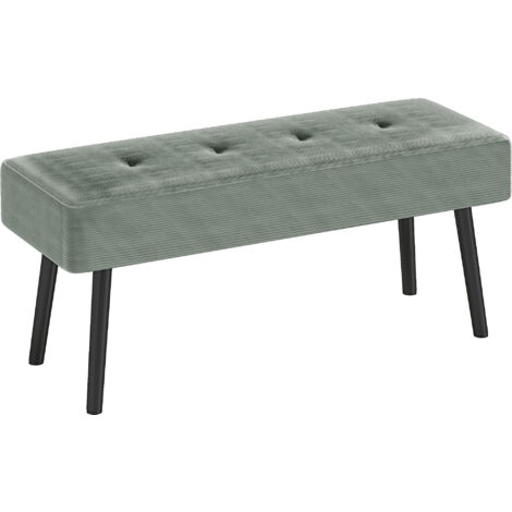 HOMCOM End of Bed Bench w/ Thick Padding and Steel Legs for Entryway, Green (1/5)