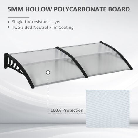 Outsunny Door Canopy Outdoor Awning Rain Shelter for Window Porch, Clear