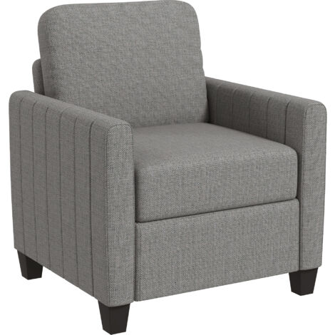 HOMCOM Modern Accent Chair with Spring Cushion, Back Pillow, Grey