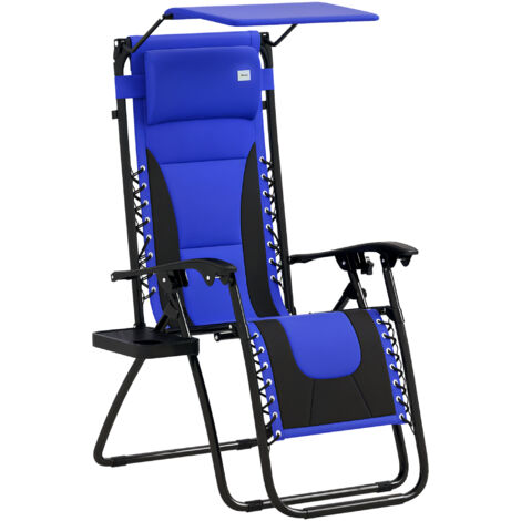 Outsunny Zero Gravity Lounger Chair, Folding Camping Reclining Chair Blue