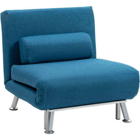 HOMCOM Folding 5 Position Convertible Sleeper Chair Sofa Bed Blue (1/5)