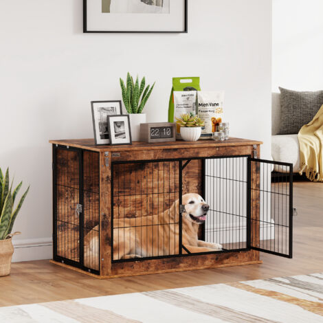 PawHut Dog Crate Furniture with Openable Top, Two Doors, for Large Dogs