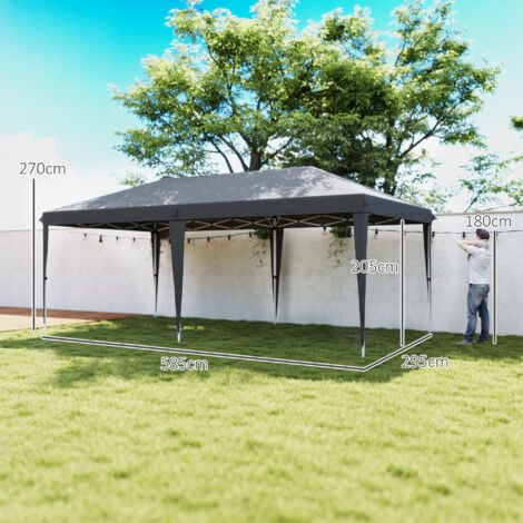 Outsunny 6 x 3(m) Pop Up Gazebo Patio Party Event Heavy Duty Canopy Grey