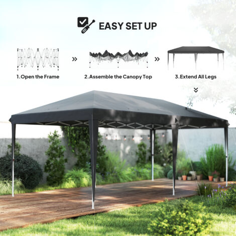 Outsunny 6 x 3(m) Pop Up Gazebo Patio Party Event Heavy Duty Canopy Grey