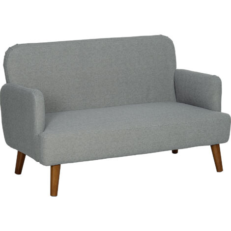 HOMCOM 2 Seater Sofa with 21cm Thick Padding and Wood Legs, Grey