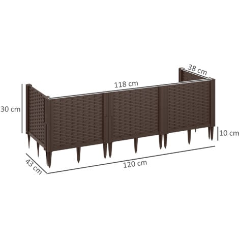 Outsunny Plastic Planter Box Kit, Modular Raised Bed for Flowers, Herbs