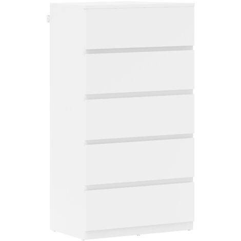 HOMCOM High Gloss Chest of Drawers, 5 Drawers Dresser, Modern Storage Drawer Unit with Soft Closing Mechanism for Bedroom White New