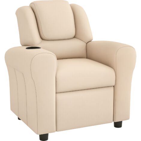 HOMCOM Kids Recliner Chair with Adjustable Backrest & Footrest Beige