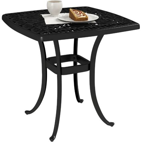 Outsunny 54 x 54cm Aluminium Outdoor Garden Side Table w/ Umbrella Hole, Black (1/5)