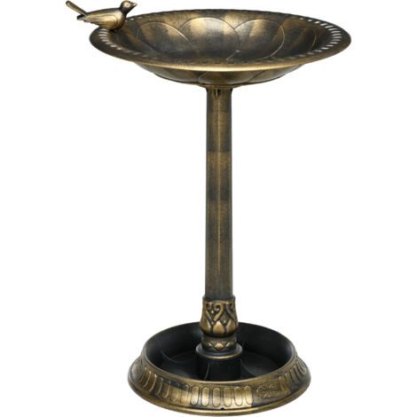 Outsunny 72cm Tall Bird Bath with Bird Decoration for Garden, Bronze Tone (1/5)