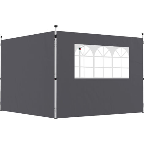 Outsunny Gazebo Replacement Exchangeable Wall Panels w/  Window, Dark Grey