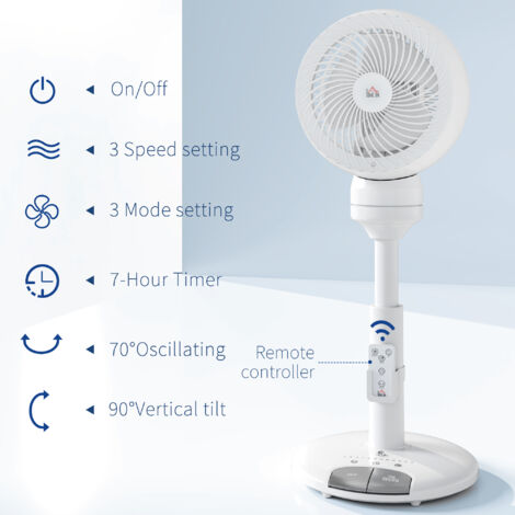 HOMCOM 9 Inch Height Adjustable Air Circulator Fan with 9 Setting, White