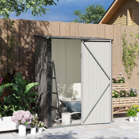 Outsunny Outdoor Storage Shed w/ Lockable Door for Garden Light Grey