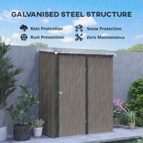 Outsunny Outdoor Storage Shed w/ Lockable Door for Garden Light Grey