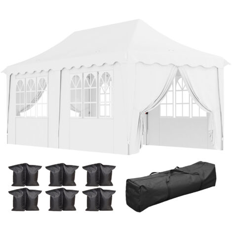 Outsunny 3 x 6m Pop Up Gazebo with Sides and Carry Bag, UPF50+, White (1/5)