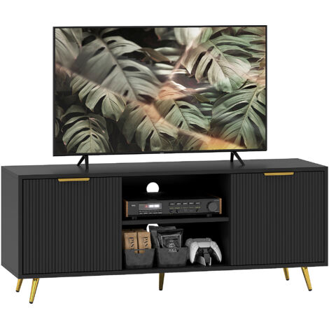 HOMCOM Modern TV Stand Cabinet with Storage for Living Room, Black (1/5)