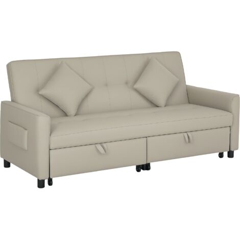 Homcom – Reversible L-shaped sectional sofa bed with cushions – Click-clack mechanism – Soft velvet upholstery – 3 adjustable back levels – 360kg capacity (1/5)