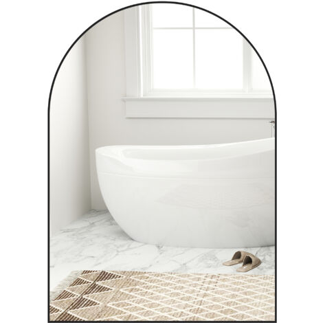 HOMCOM Arch Bathroom Mirror, Wall Mirror with Steel Frame, 50 x 70cm, Black