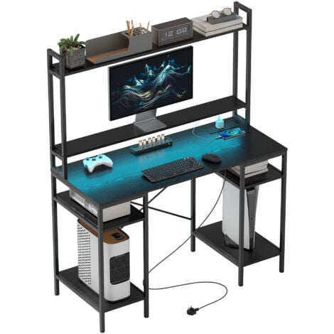 HOMCOM Computer Desk Home Office Desk with Monitor Stand, Black
