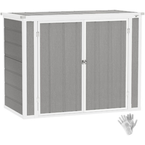 Outsunny 4.7 x 2.5FT Lockable Garden Shed, Double Bin Storage Shed, Grey (1/5)