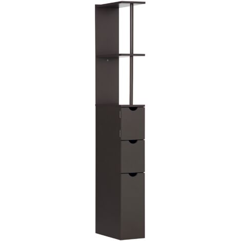 HOMCOM Tall Bathroom Cabinet, Bathroom Storage Cabinet W/ Shelf, Drawers Brown