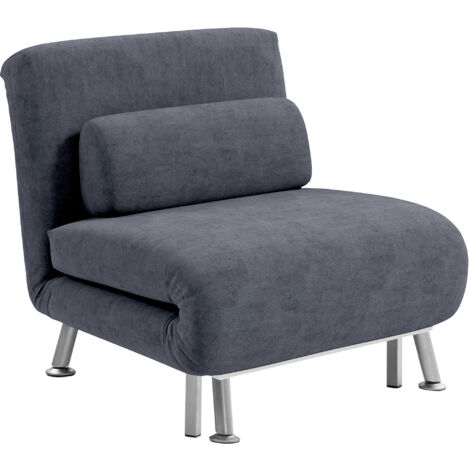HOMCOM Folding 5 Position Convertible Sleeper Chair Charcoal Grey