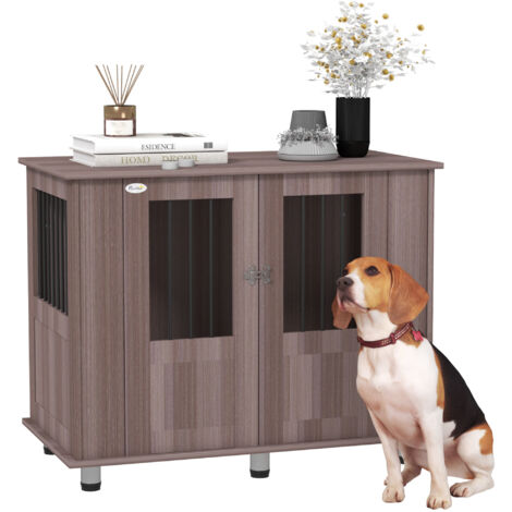PawHut Dog Crate Kennel Cage for Medium Large Dog, Indoor End Table, Purple