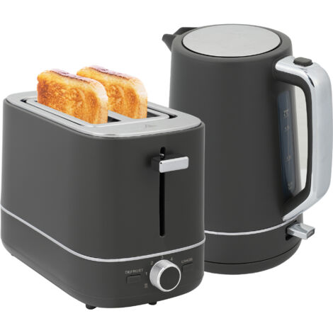 HOMCOM 1.7L 3000W Fast Boil Electric Kettle and 2 Slice Toaster Set, Grey (1/5)